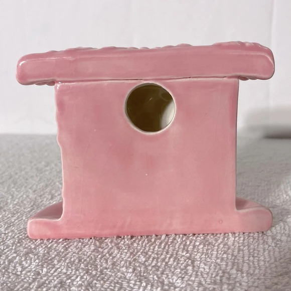 Vintage 1980  Pink Floral Textured Ceramic Toothbrush Holder - Picture 7 of 10